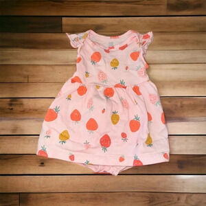 Carters Just One You Infant Girl Pink Dress W/Strawberries Size 3 Months
